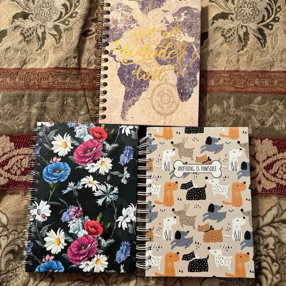 3 brand-new wire bound journals